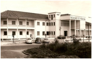 Prédio antigo da Faculdade de Medicina de Catanduva à Rua Monte Aprazível 297, Vila Guzzo - foto de 1970.